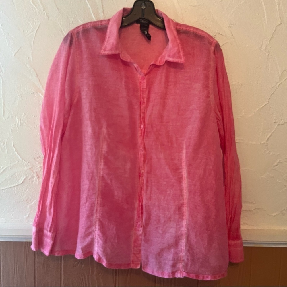 Pink Button-Up Women's Top - Picture 1 of 5